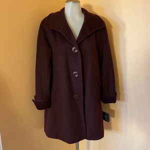 ELLEN TRACY Classic Wool-Blend Angora Coat NWT